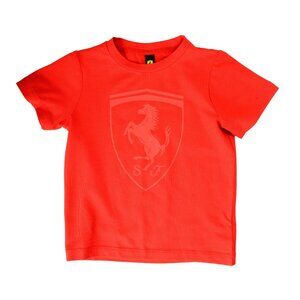 Scuderia Ferrari Boys Red Organic Cotton Crewneck Short Sleeve T-Shirt